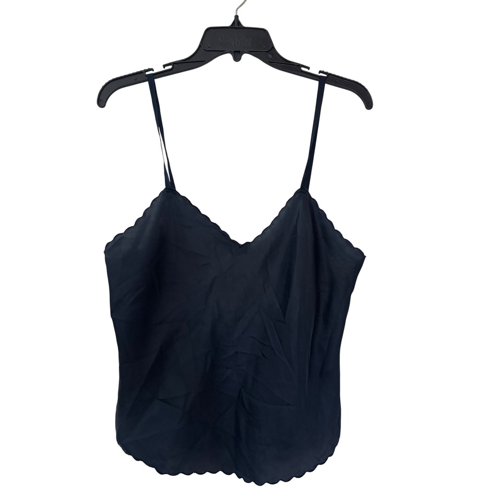 Lindsey Blake Navy Blue Scalloped Camisole Top Adjustable Straps Small USA Made